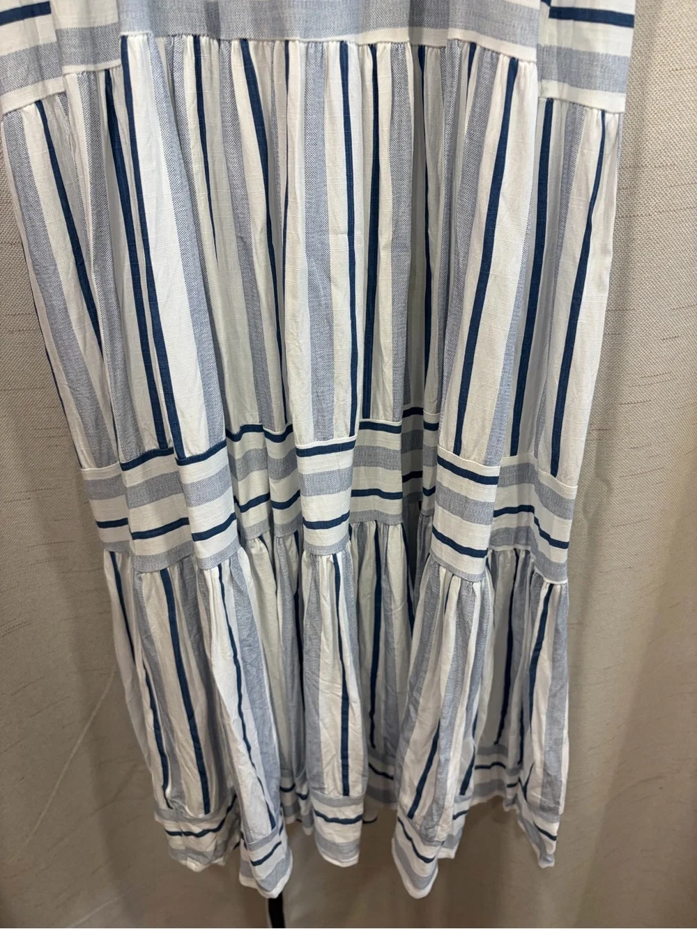 Petal & Pup Blue and White Striped Tie-Shoulder Maxi Dress